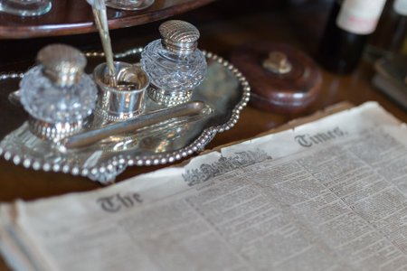 The Times: Old Copy of British Daily National Newspaper, 1881 year.の写真素材