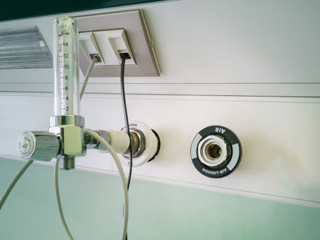 Device for Medical Gases: Flowmeter  in a Hospital Room.
