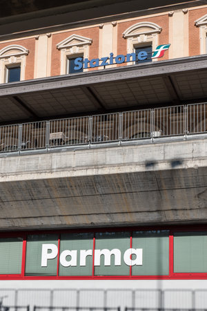 Exterior of Parma Public Empty Train Station, Italy.