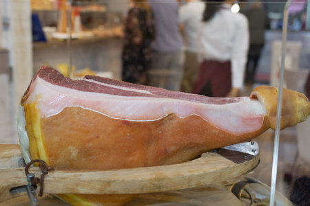 Raw Ham Leg inside Cutting Holderの写真素材