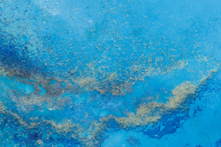 Abstract Painting Art: Strokes with Different Color Patterns like Blue, Black, Yellow and Green.の写真素材