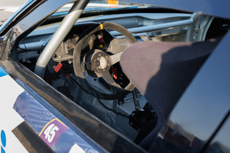 Exterior View From the Driver's Seat Side of a Grand Touring Racing Car.の写真素材