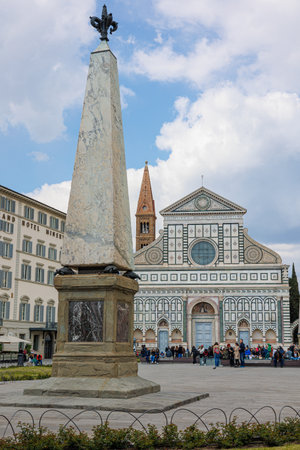 Basilica of Santa Maria Novella and the Surrounding Gardens in Florence, Italy.の写真素材