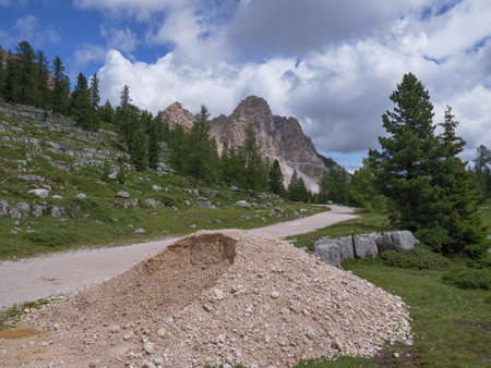 Scenery and Mountains in the Natural Park of Fanes-Senes-Braies in the Italian Alps Mountains - Italy.の写真素材