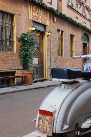 Famous Trattoria Corrieri in Parma of typical Local Cuisine, Italy.の写真素材
