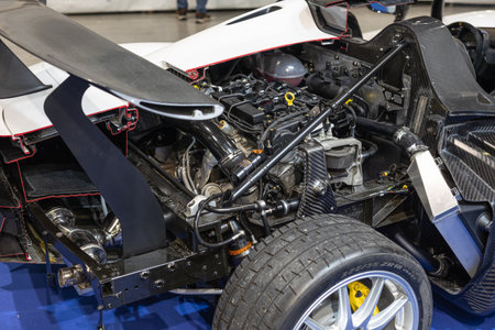 White Dallara Stradale IR8 Tribute Italian Car - Half a Car with Exterior Shell and the other half...