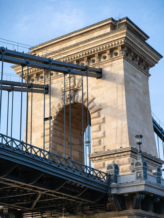 Detail of SzÃ©chenyi Chain Bridge in Budapest, Hungary