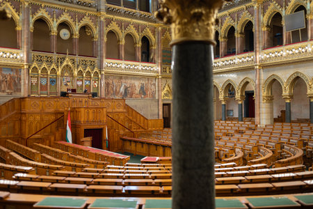 Interiors of the Hungarian Parliament, Budapest - Hungary.の写真素材