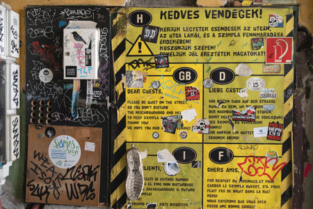 Detail of creativity and art with Discarded Objects at Ruins Bars in Budapest - Hungary.