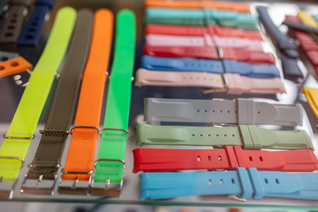 Assorted Colorful Silicone Watch Straps.の写真素材
