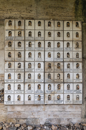 Detail of Budapest Grand Synagogue, Holocaust Commemorative Elements and Names - Hungary.の写真素材