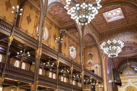 Interiors of Budapest Grand Synagogue - Hungary.