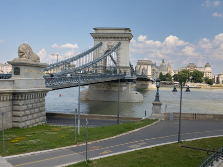 SzÃ©chenyi Chain Bridge in Budapest, Hungaryの写真素材