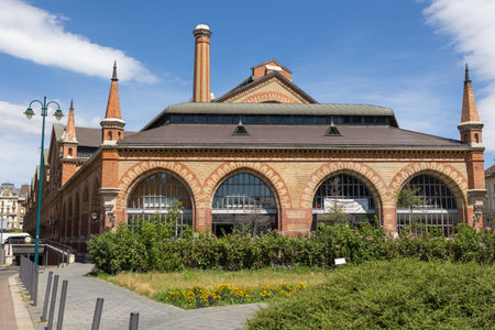 Facade of the Back Part of the Historic Budapest Central Market - Hungary.の写真素材