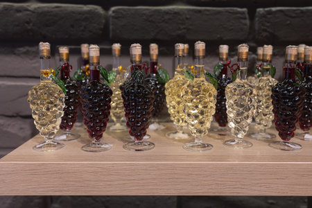 Handcrafted Decorative Grape-Shaped Glass Bottles.の写真素材