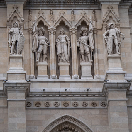 Detail of the Majestic City Hall, Vienna Rathaus, Austria.の写真素材