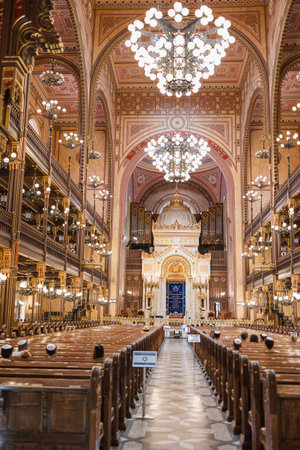 Interiors of Budapest Grand Synagogue - Hungary.の写真素材