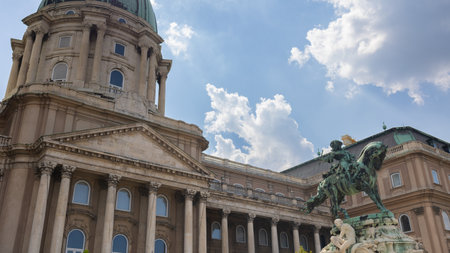 Facade of Buda Castle, Budapest, Hungary.の写真素材