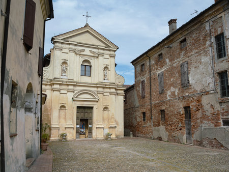 Facade of the Baroque Church of San Rocco in Sabbioneta, Mantua, Italy.の写真素材