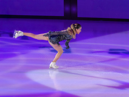 Skater performing her Artistic and Technical performance on the Ice Rink.の写真素材
