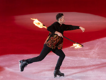 Skater Performing an Artistic Performance on the Ice Rink.の写真素材