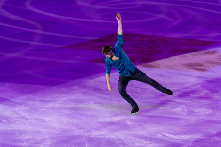 Skater performing Artistic and Technical performance on the Ice Rink.の写真素材