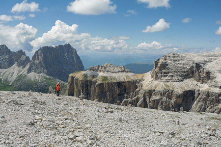 A Photographer's View of A Rocky Landscape, The Majestic Dolomite Vista, Italy.の写真素材