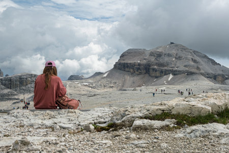 Solitude On A High-Altitude Landscape, Peaceful Reflection Amidst The Peaks - Italy.の写真素材