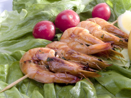 Gamberi arrostiti alla grigliaの写真素材