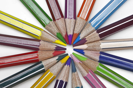 pencils in several coloursの写真素材