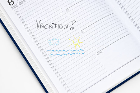 Entry in the diary of the holiday seasonの写真素材