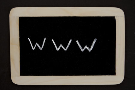a chalkboard with the writing www as a symbol for the internetの写真素材