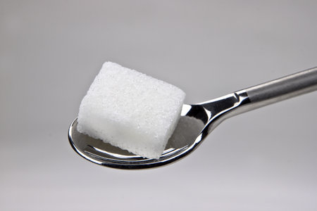 piece of sugar cubes on a spoon