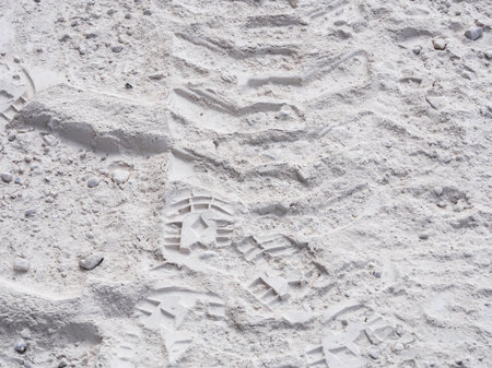 Very fine marble powder with traces of a passageの写真素材