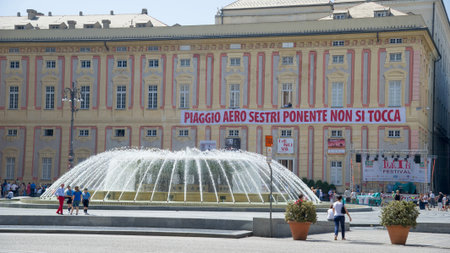 GENOVA, ITALY - 8 JUNE 2014 popular solidarity against a large Italian industrial companyのeditorial素材