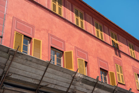 It works almost completed coloring facadeの写真素材