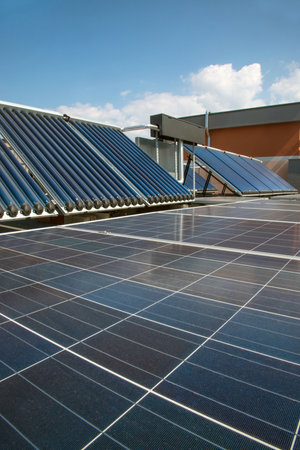 installation of photovoltaic panels on the apartment building roof