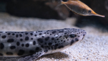Dogfish, Scyliorhinus canicula, at the Aquarium of Genoa, Liguria, Italy, Europeの写真素材