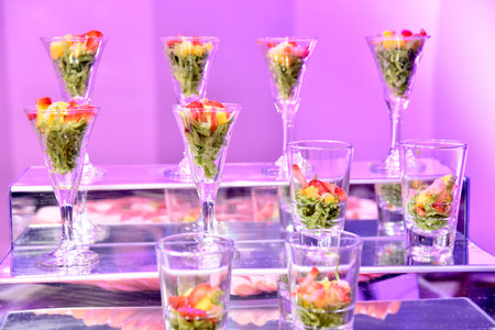 finger food small jars with food, individualの写真素材