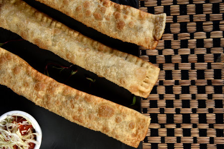 fair pastry stuffed with meat and cheese, brasilian food