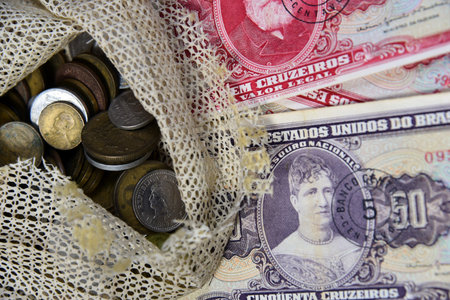 coins and old money banknotes, collector's item, numismatist