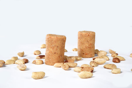peanut dumpling, brazilian paÃ§oca, isolated on white background.