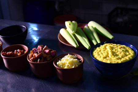 corn dough, pamonha typical brazilian food with spices, pepper