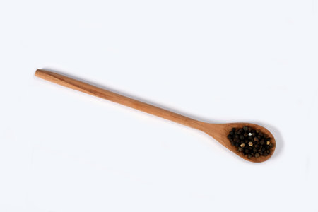 wooden spoon rustic object cooking utensil isolated top viewの写真素材