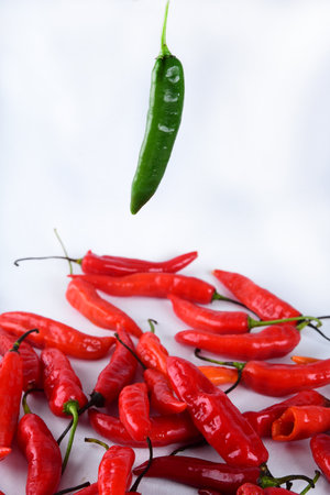 red pepper pickles spicy natural food, natural vegetable condiment and spicy food seasoning on white...