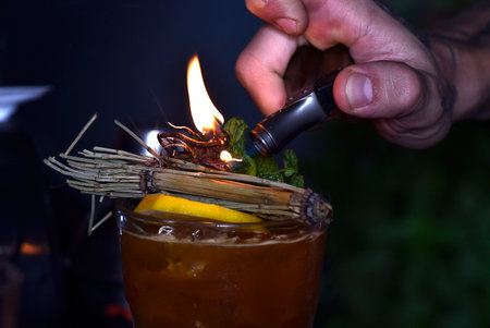 alcoholic tropical drink with citrus fruits