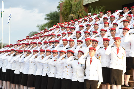 Palmas , Brazil - November 24, 2021 Graduation class of students from the ColÃ©gio da Policia Militar do Tocantinsのeditorial素材