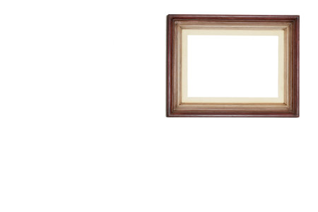 wooden frame for decorative picture horizontal frame on white wallの写真素材
