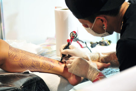 Goiania tattoo convention suspension equipment and inks for tattoos skin painting machine piercingのeditorial素材