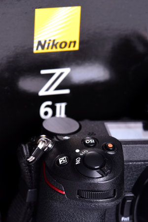 Nikon Z6 II (version 2) camera photograph confrontation and competition between cameras. White background. The best mirrorless cameras from top brands.のeditorial素材